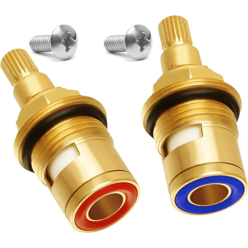 Faucet Seal Repair Kit, Solid Brass ，ceramic Faucet Barrels with 1/4 Turn and 20 Slots, Gasket Replacement Faucet