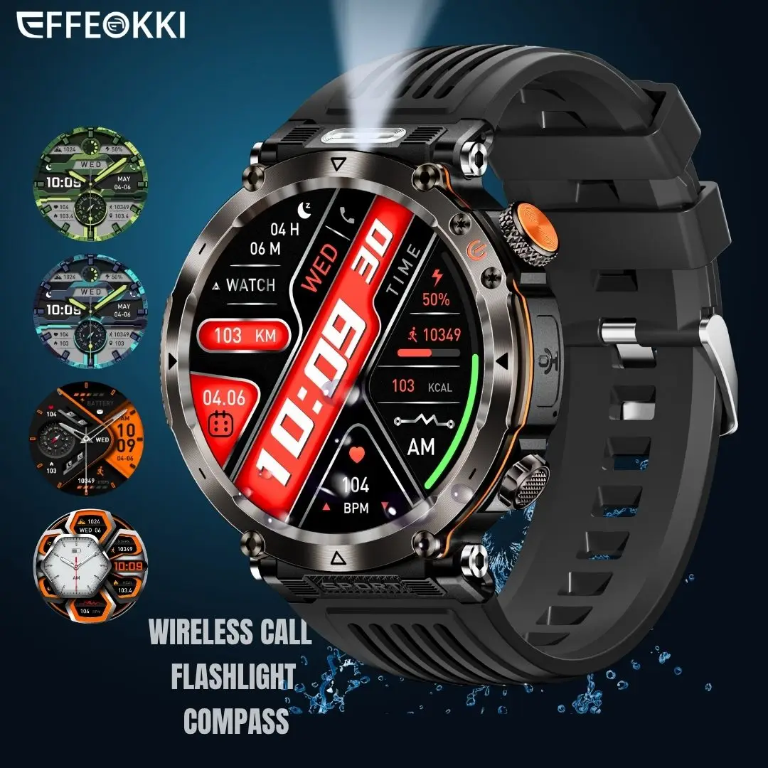 

HT30 Rugged Outdoor Smartwatch for Men, 1.7" Full Touch Display, Wireless Call, IP68 Waterproof, Multiple Sport, for iOS Android