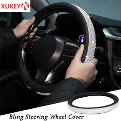 Universal PU Leather Diamond Steering Wheel Cover Rhinestone Crystal Bling For VW Opel Toyota Nissan Ford Car Accessories