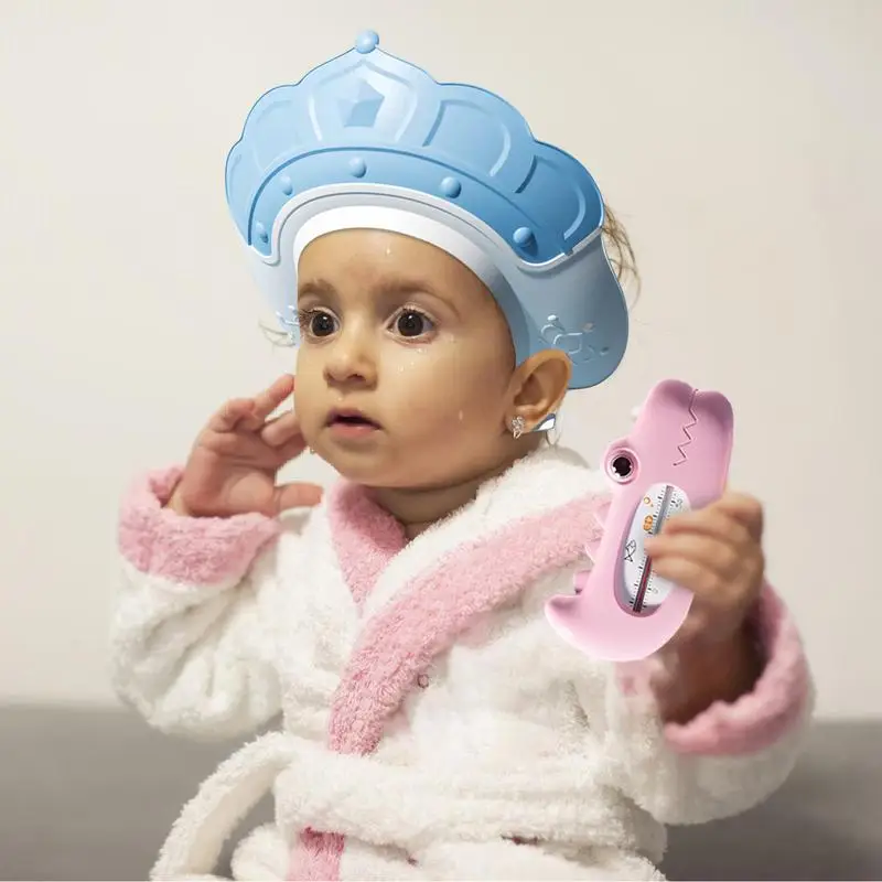 Kids Shower Cap Hair Washing Hat With Water Temperature Gauge And Shampoo Cup Shampoo Cap With Shampoo Brush Protect Ears Eyes