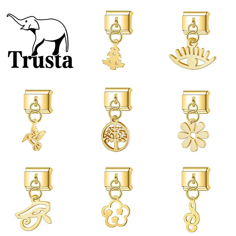 Trusta-2026-Golden-Simple-Series-Music-Flower-Italian-bracelet-charms-1pc-Stainless-Steel-DIY-Making-Gifts-Bangle-Fashion-N665