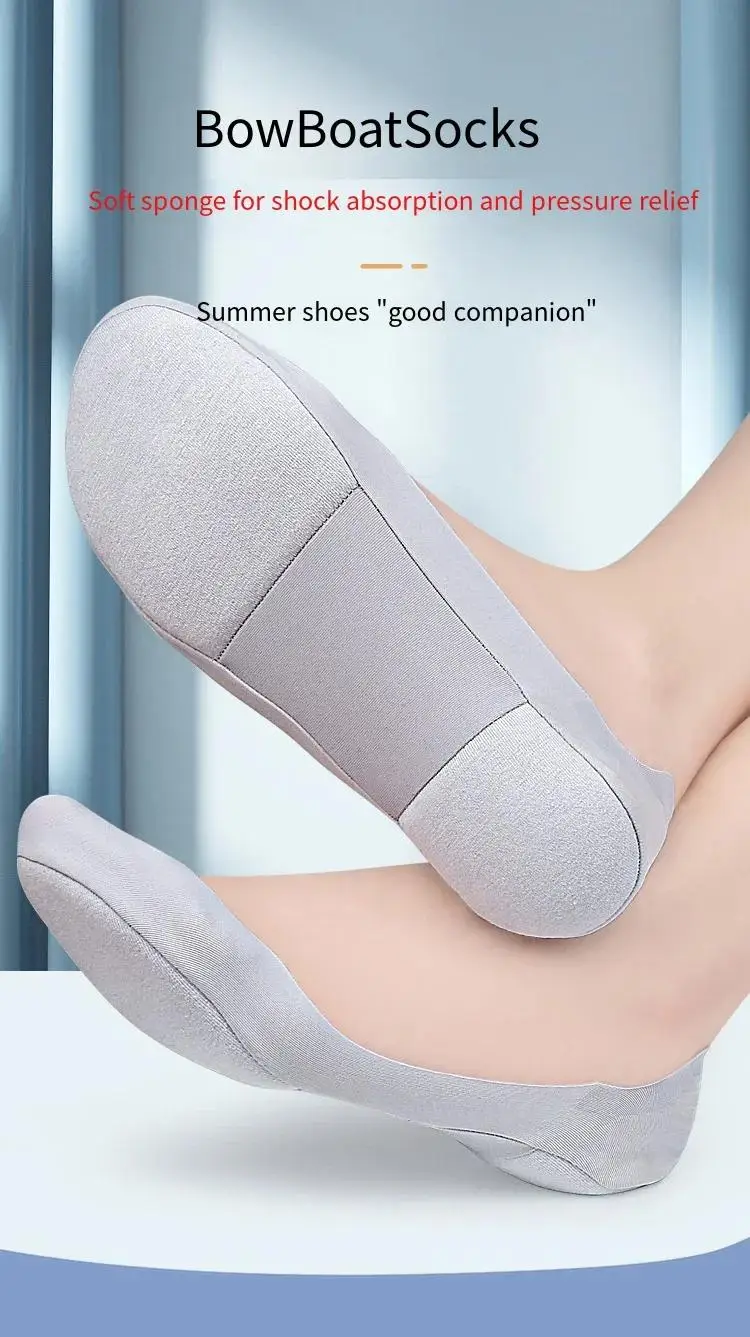 Damen-Bootssocken, weiche, stoßdämpfende Schaumstoff-Einlegesohlen, unsichtbare, rutschfeste Schuhpolster, 2 Stück/6 Stück. – Detail 1