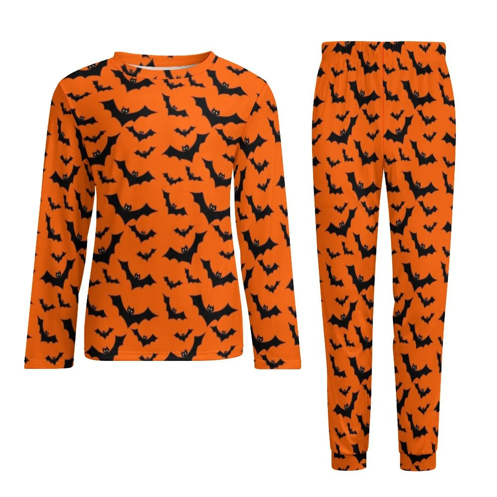 Pyjama Silhoute de chauves-souris pour hommes, vêtements de nuit College animaux, manches longues, graphiques masculins, Kawaii, respirant, 3, Halloween, 2 pièces