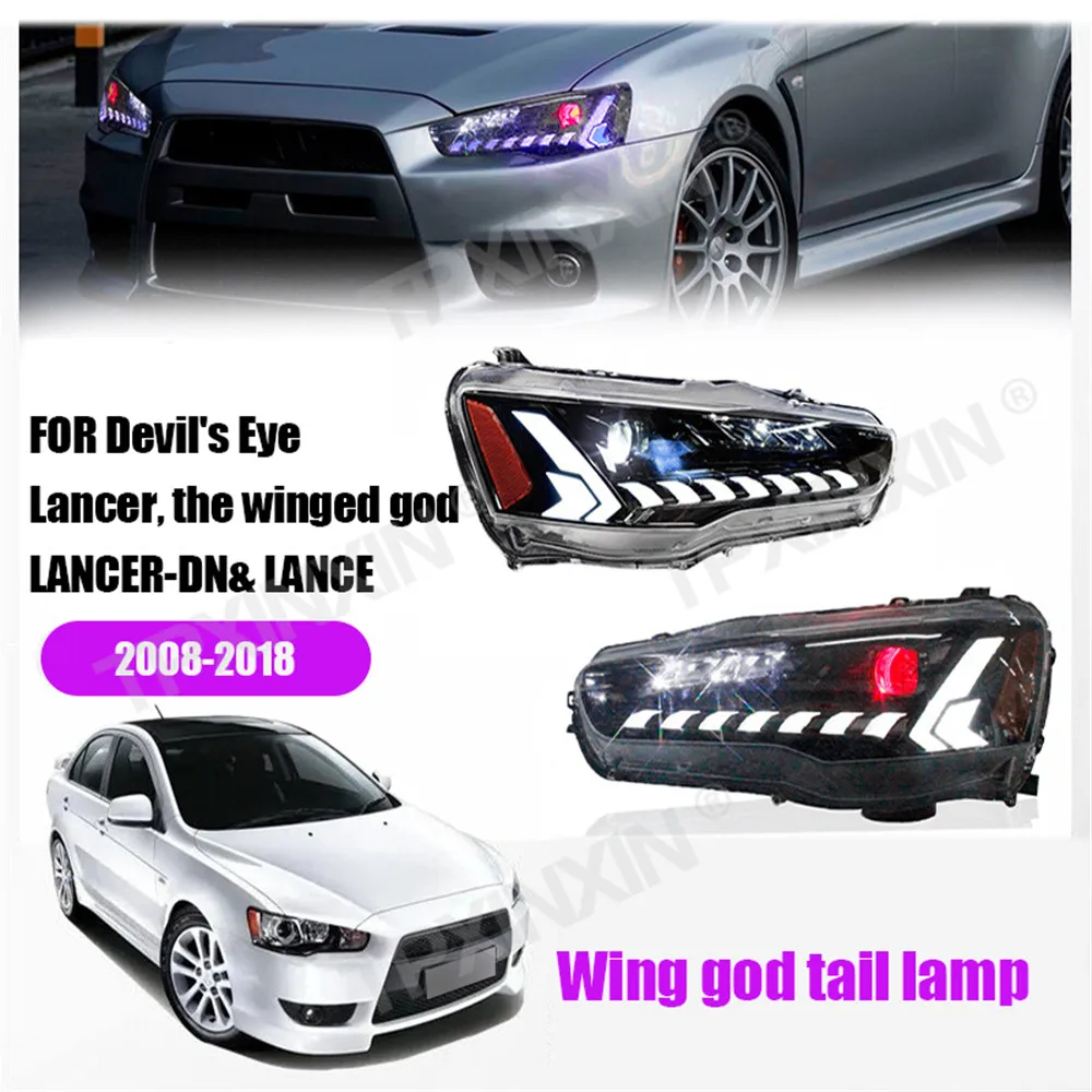 

For Mitsubishi Wing God&Lancer Lancer 2008-2018 Headlamp Assembly Evo Modified Xenon Lens Streamer Turn Signal Auto Accessories