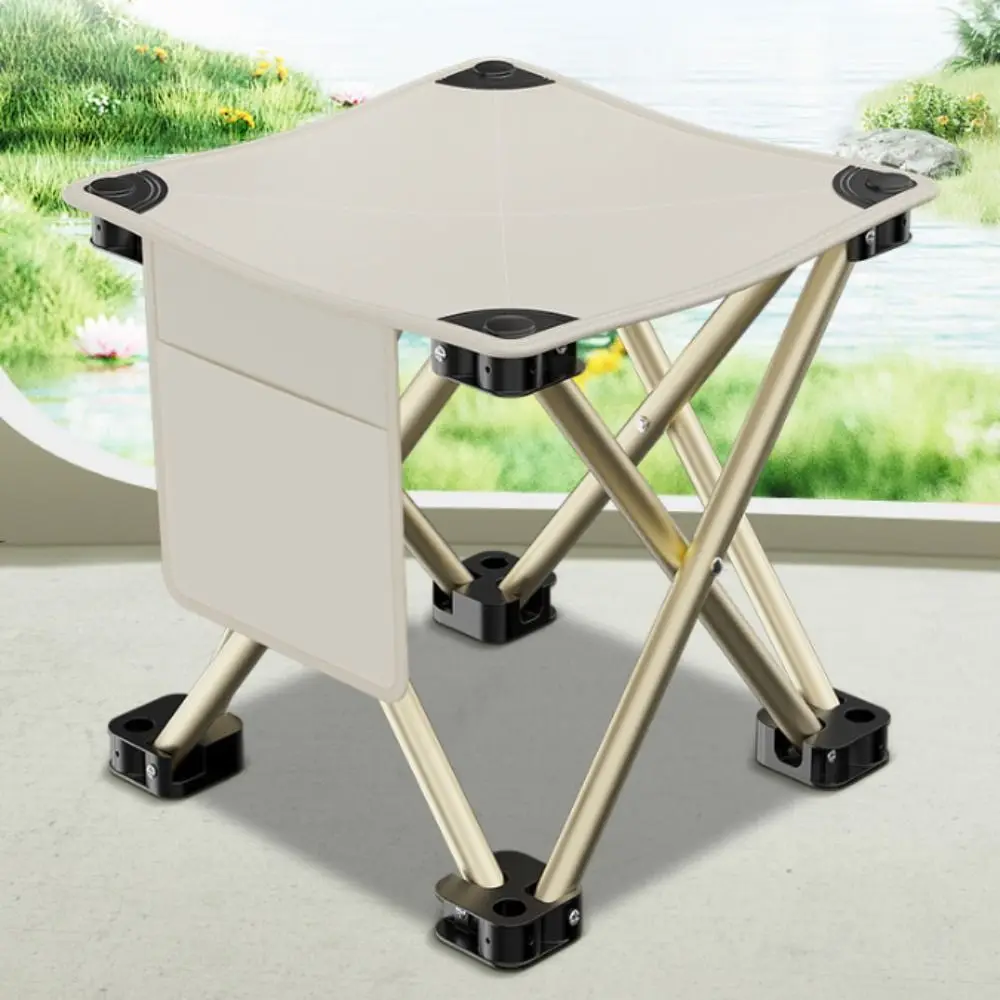 Large Size Folding Camping Stool High Load Bearing Ultralight Fishing Chair with Carrying Bag Side Pocket Portable Stool Travel