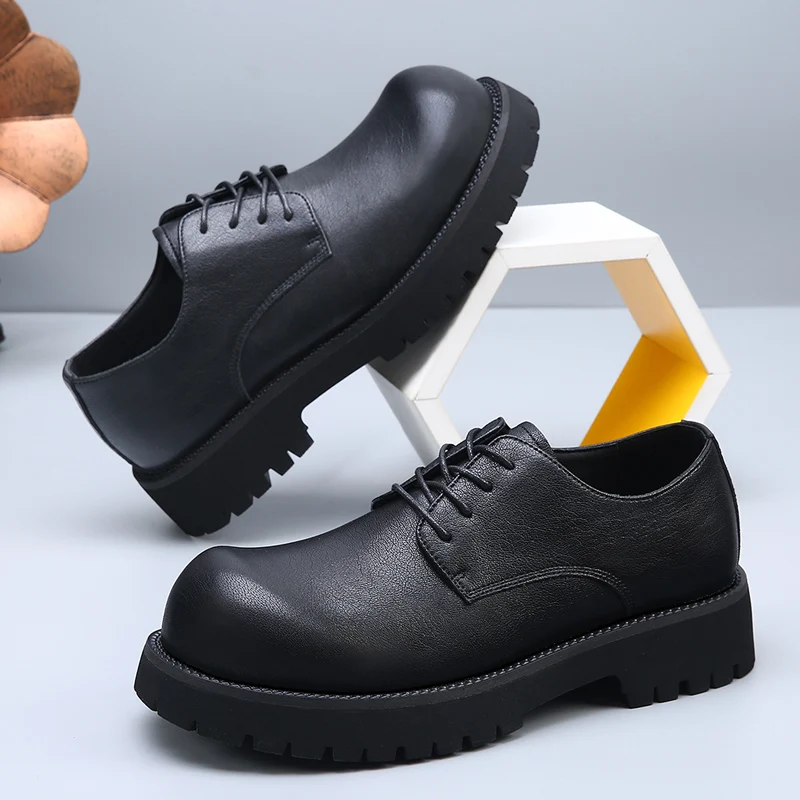 

Derby men's leather shoes high-quality British Minimalist style Office and groom's wedding Black shoes dress Lace up suit