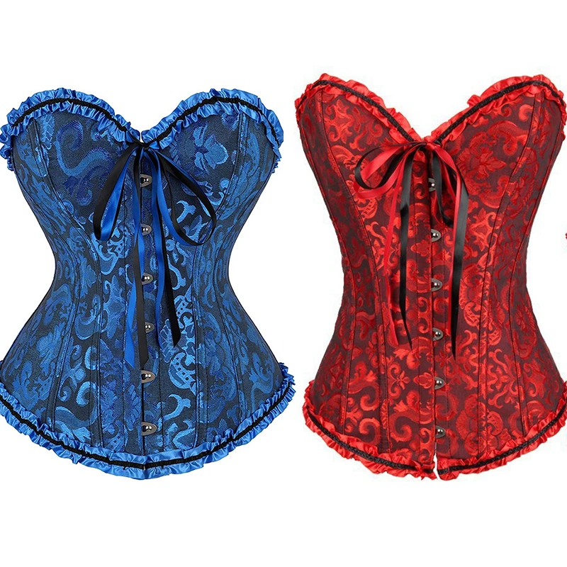 Vrouwen Overbust Korset Veters Uitgebeende Taille Bustier Top Burleske Basken Plus Size Shaper Kostuums