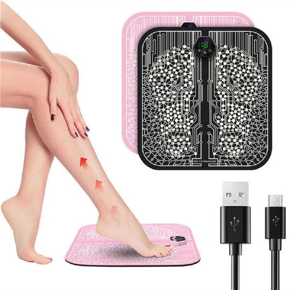 

Electric EMS foot massage pad Electric muscle stimulation Foot Massager USB charging Portable folding massage pad