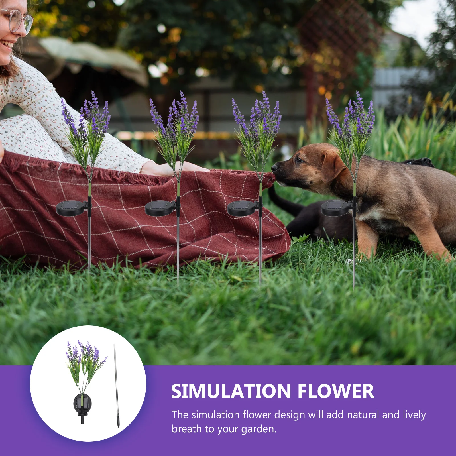 

1pc Solar Outdoor Flower Lamps Ground Insert Garden Decorative Light Lights Energy Saving Garden Decor Lavender Flower Light