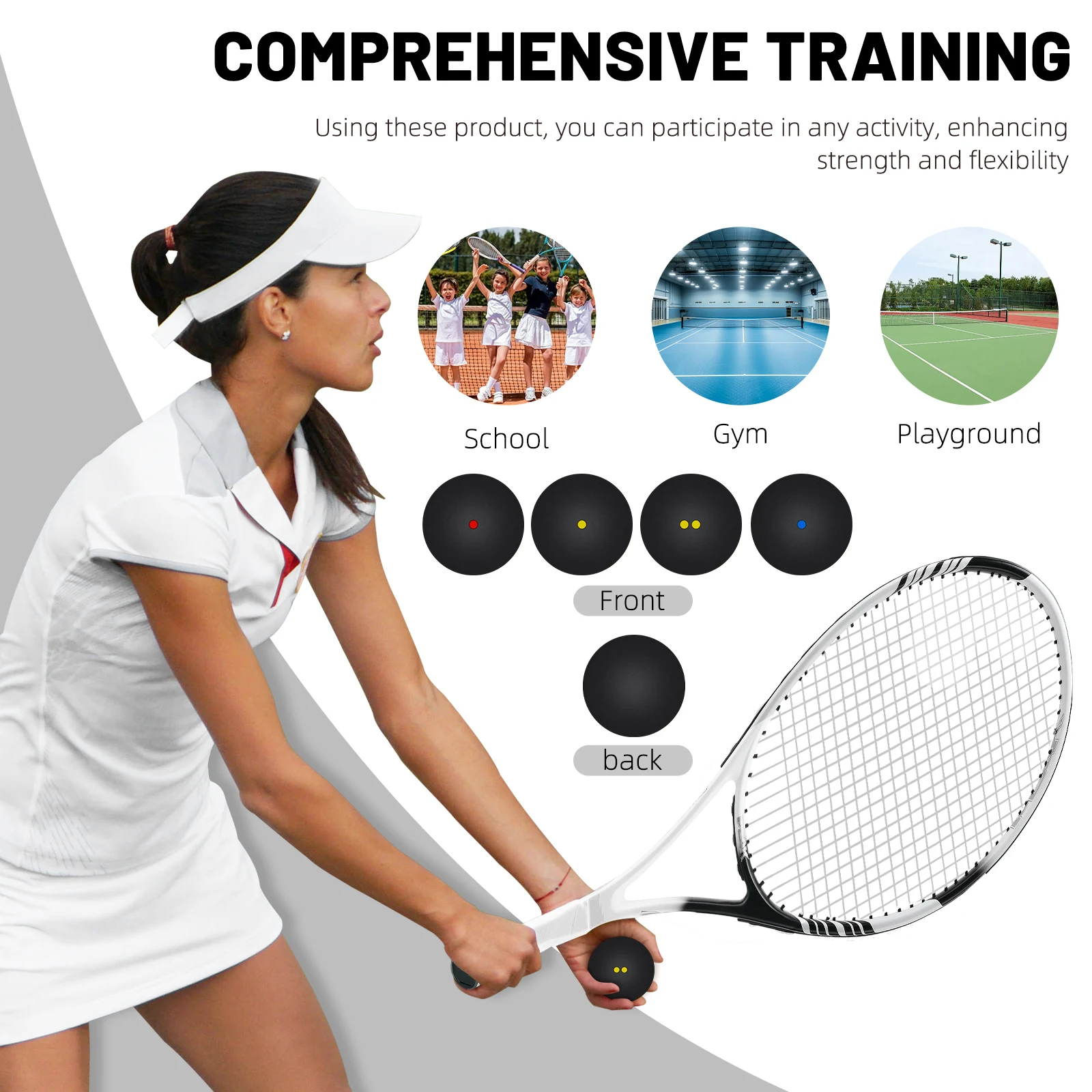 4 قطع من كرات الاسكواش المطاطية المرنة الممتازة لسرعة رد الفعل السريع والتنسيق بين اليد والعين للاستخدام الداخلي والخارجي #5