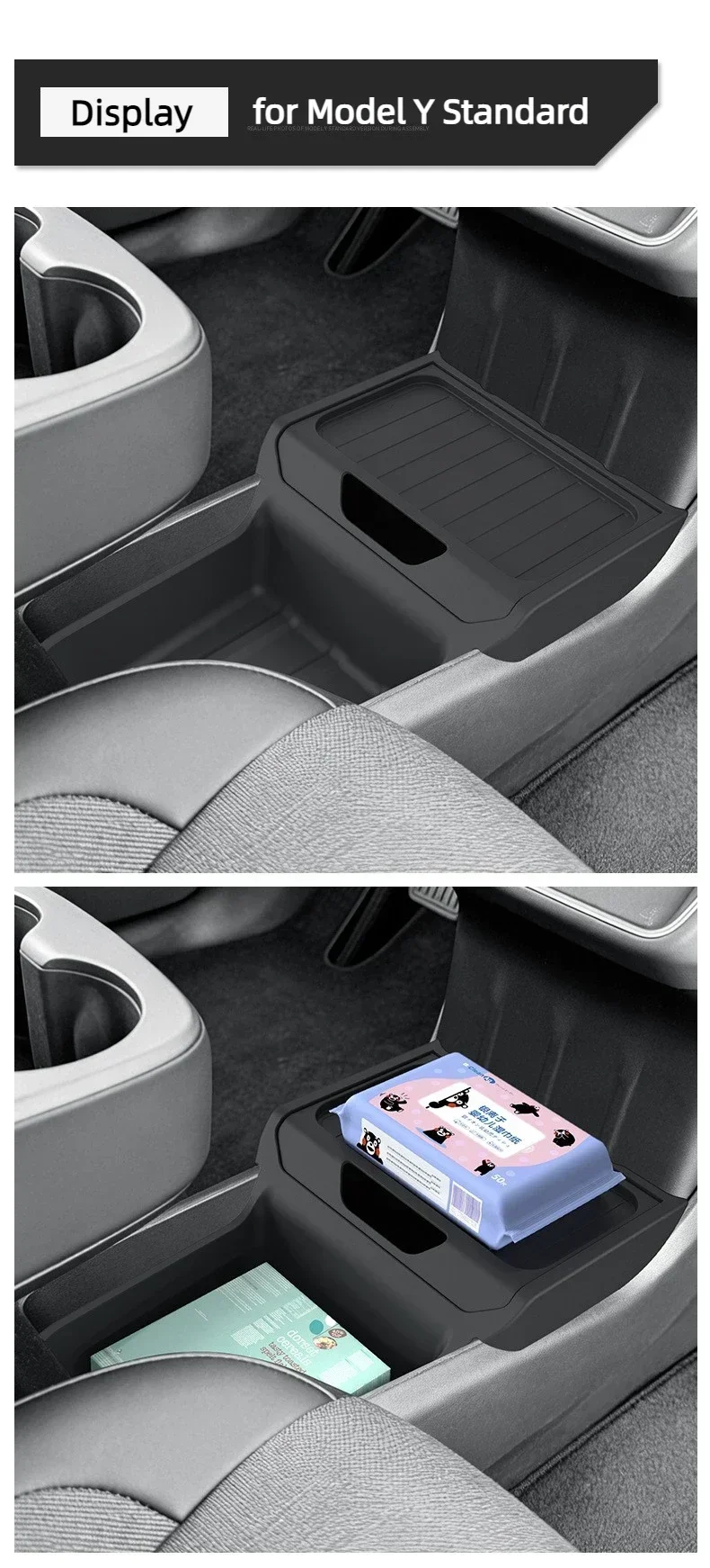 Für Tesla Model Y Standard RWD 2025 2026 Mittelkonsolen-Aufbewahrungsbox Armlehnenbox Ablage Schutzmatte Zubehör – Detail 9