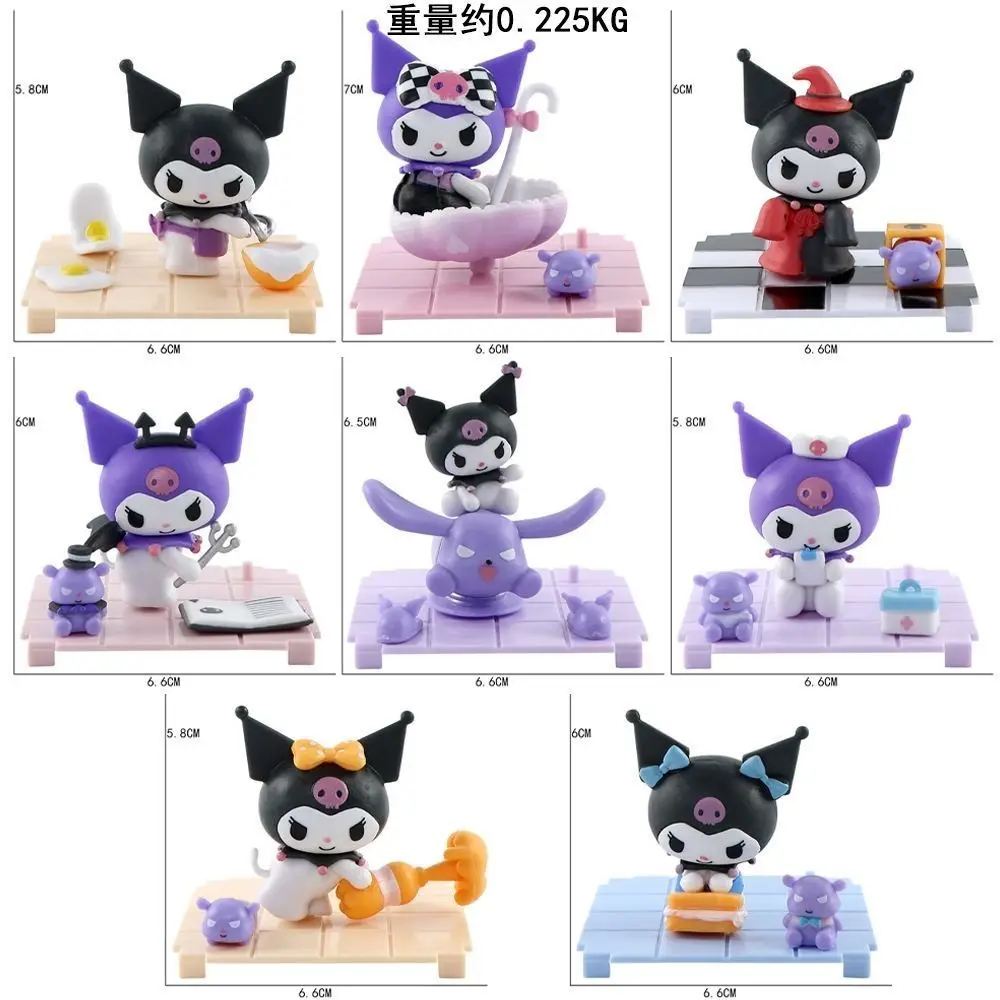 

8pcs/set Sanrio Kuromi Mischief Alliance Cute Desktop Toy Ornament Figurine Collectible Kawaii Decor for Fans