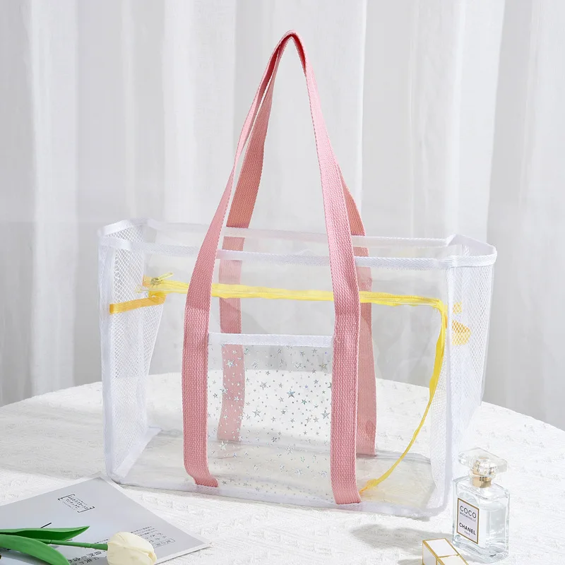 Bolsa de almacenamiento transparente de gran capacidad, bolso de viaje portátil de PVC, impermeable, 2 colores, regalo para natación y Fitness