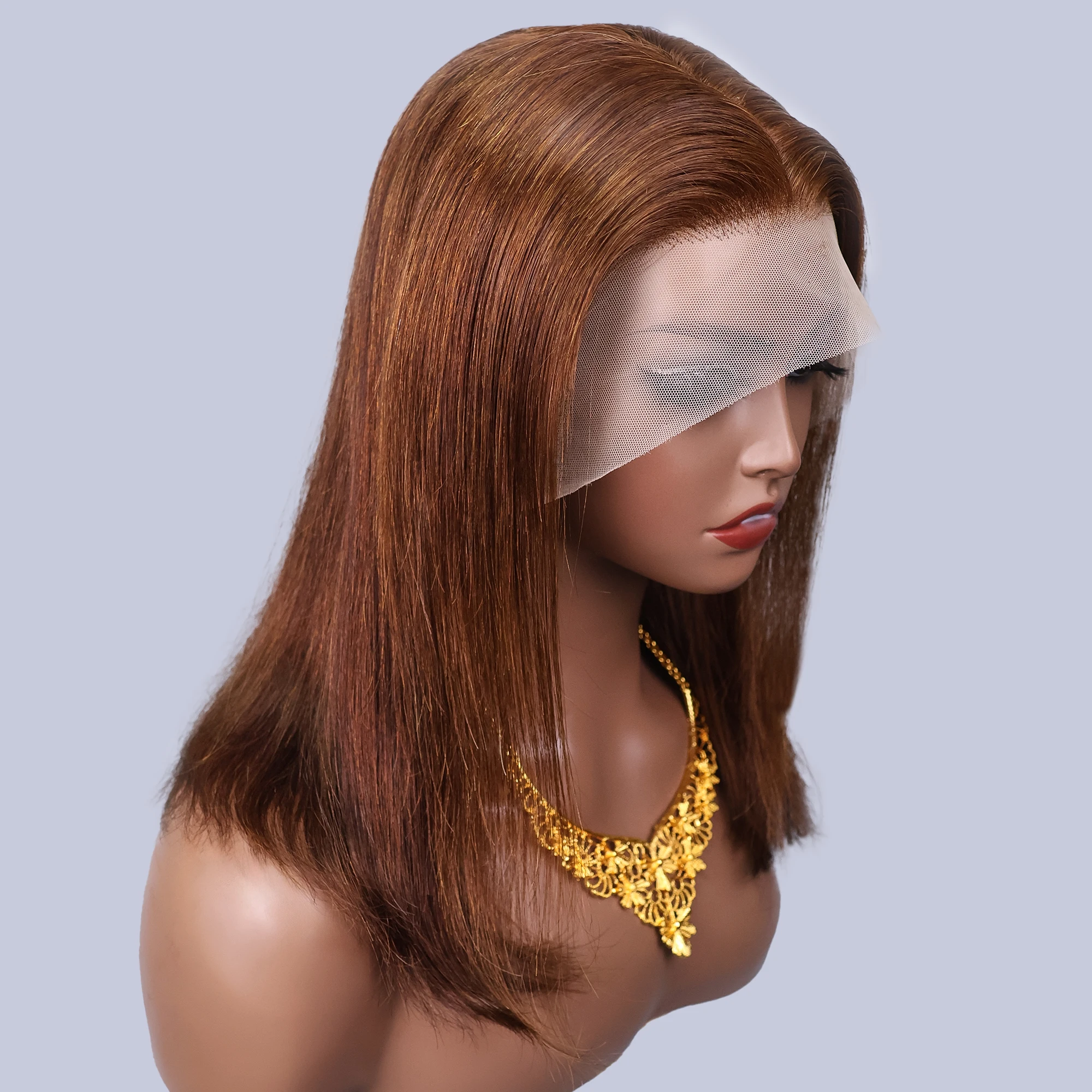 200 densidade curto bob marrom perucas retas 13x4 hd transparente frente do laço peruca de cabelo humano chocolate marrom em linha reta # 4 perucas coloridas