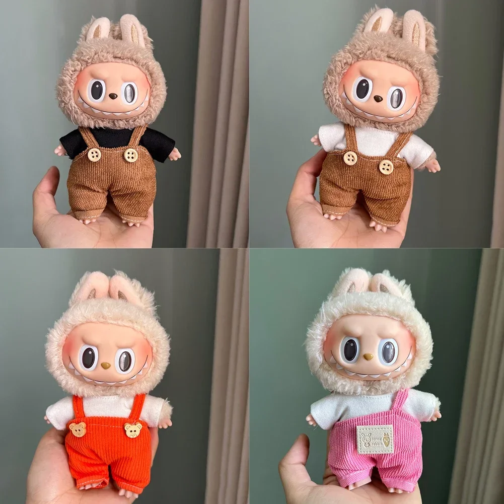 For 17cm Labubu Dopamine Overalls Set Trendy Vinyl Doll Clothes for Labubu Perfect for Stylish Doll Outfits