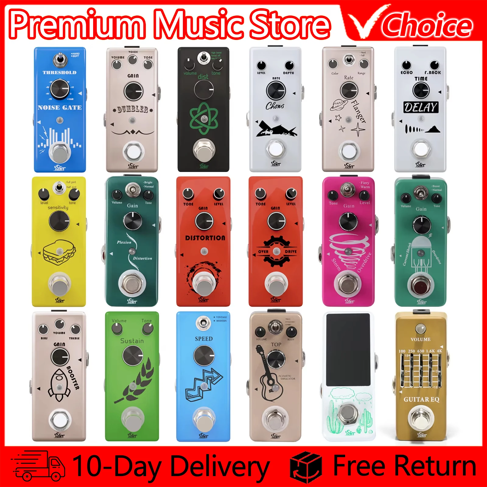 ISET Electric Guitar Effect Pedal Guitar Multi-effects Processor Tuner Pedal True Bypass Guitar Accessories Premium Music Store