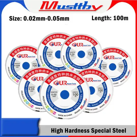 Musttby 10pc 0.02mm 0.025mm 0.028mm 0.035mm 0.04mm 0.05mm 골드 와이어 전화 LCD 화면 커팅 라인 분리기 수리 도구