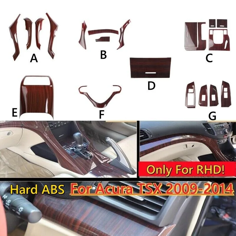 

RHD Glossy Wood Grain Interior Door Armrest Cover Trim For Acura TSX 2009-2014