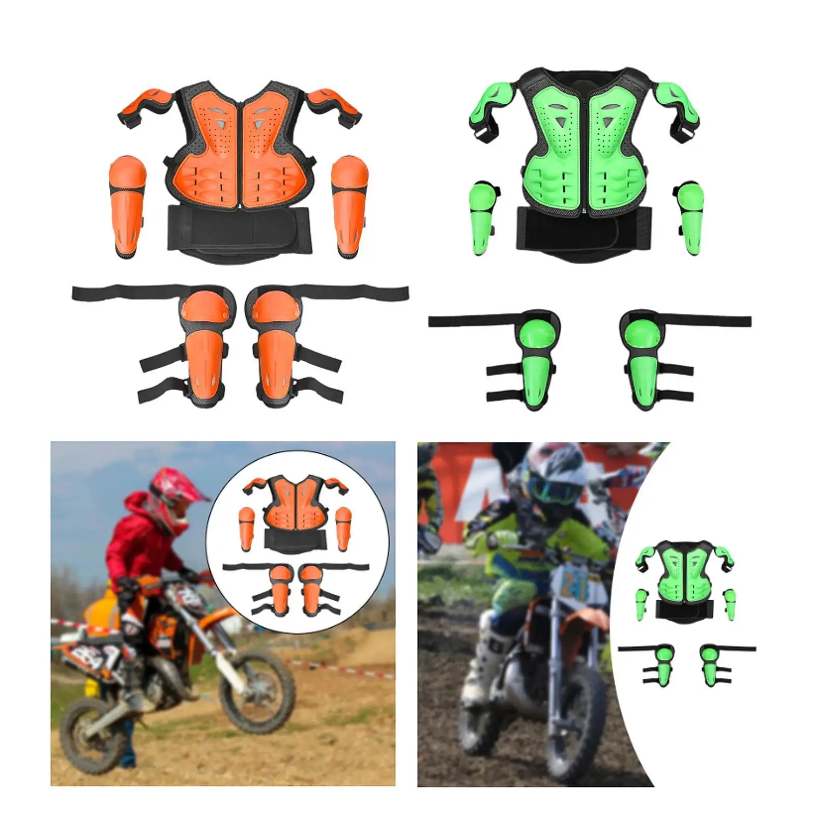 

Kids Motorcycle Armor Suit Armour Vest Riding Guards Knee Eblow Pads for