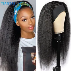 Headband Kinky Straight Human Hair Wig Ready To Wear Full Machine Wig No Glue Brazilian Headband Human Hair Wig for Women