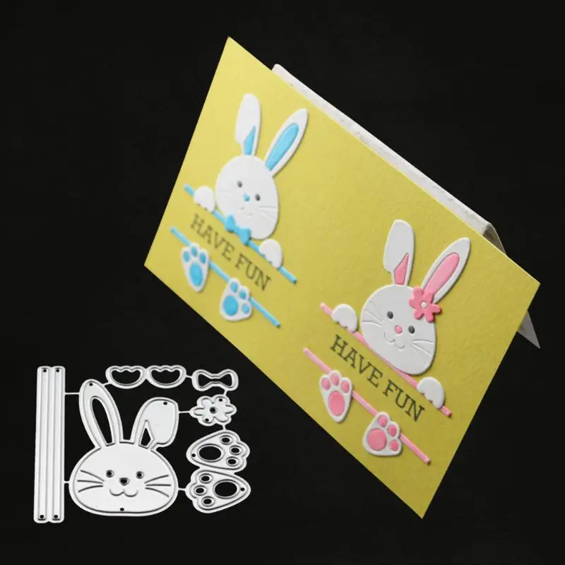 Nơ Thỏ Cắt Kim Loại Chết stencil dùng Học DIY Album Tem Thẻ Giấy Dập Nổi Trang Trí