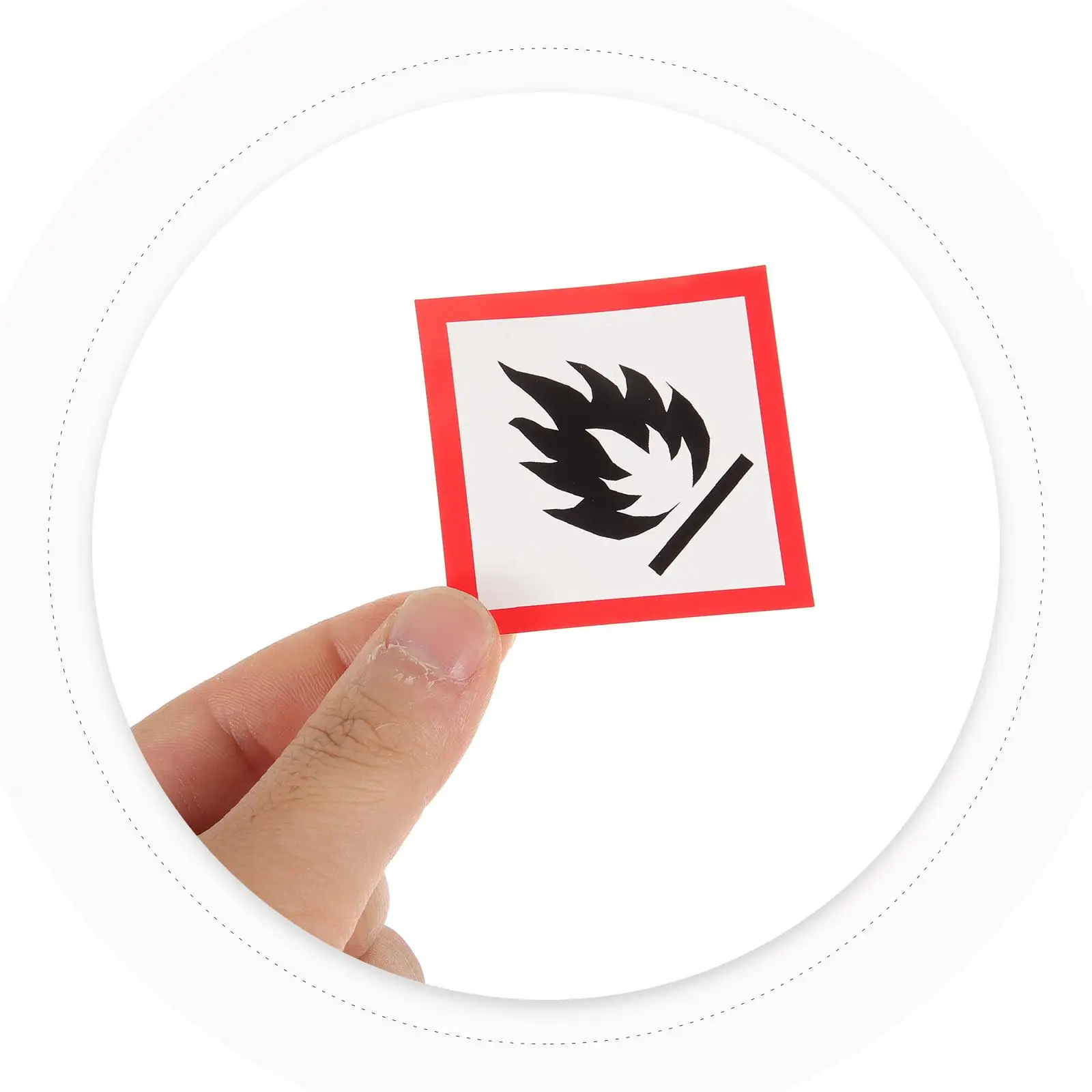 10pcs Liquid Stickers 5x5cm PVC Self Adhesive Warning Signs Safety Caution Labels Fire Prevention Tools