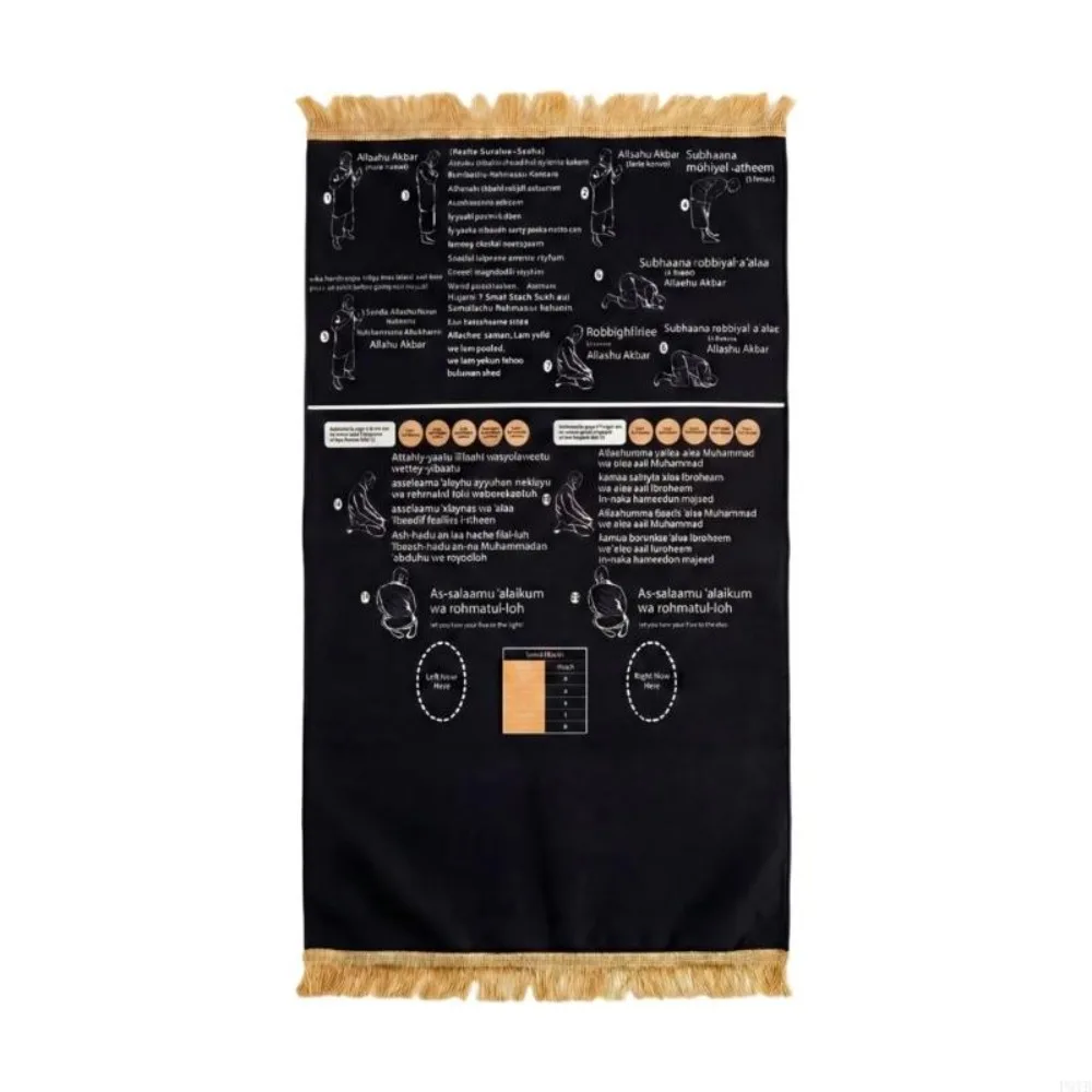Foldable Step By Step Educational Prayer Mat Visual Instructions Portable Bilingual Guided Prayer Mat Non-Slip Guided Prayer Mat