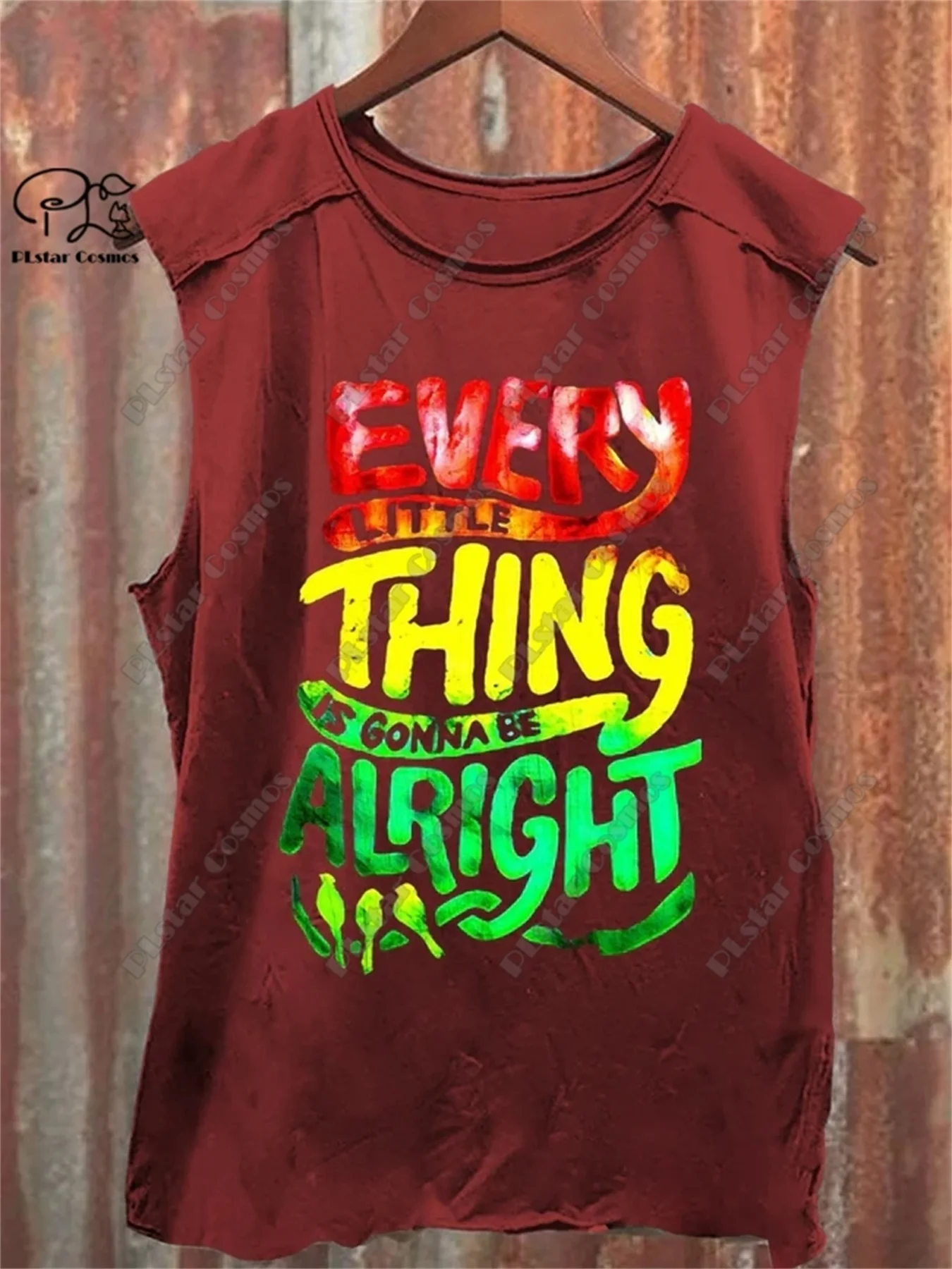 New Women's 3D Printed Every Little Thing Gonna Be Alright Series Multi-Color Art Print Casual Round Neck Sleeveless Vest  3