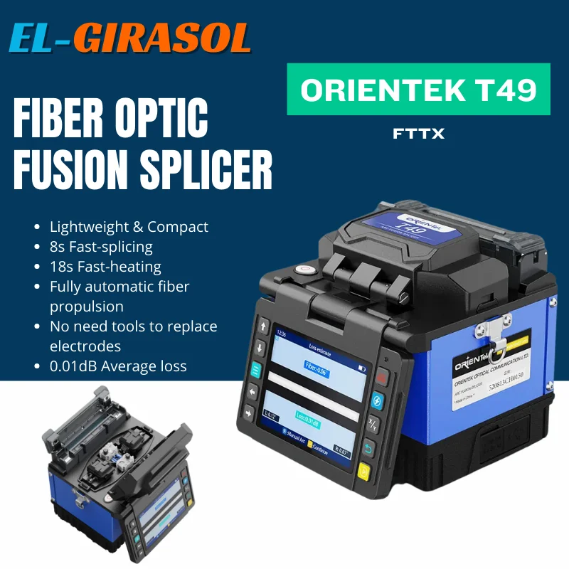 

Fiber Optic Fusion Splicer Orientek T49 Kit 4 Motors Clad-Alignment Fibra Optica Fusion Splicer Optical Welding Machine