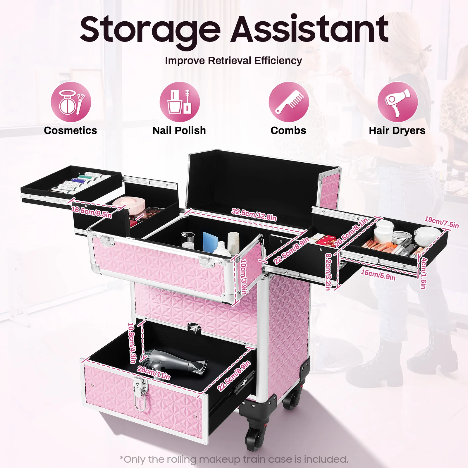 

Pink Nail Art Embroidery And Hairdressing Bottom With Drawer Storage Box Can Store Scissors Cosmetics Jewelry