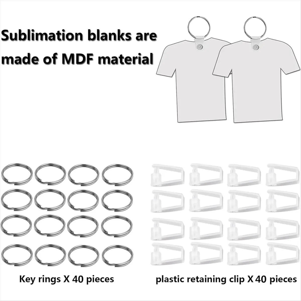 40 Pack Sublimation Keychain Blanks MDF Double Sided Heat Transfer Football Sublimation Keychains Blanks Bulk, A-A14I