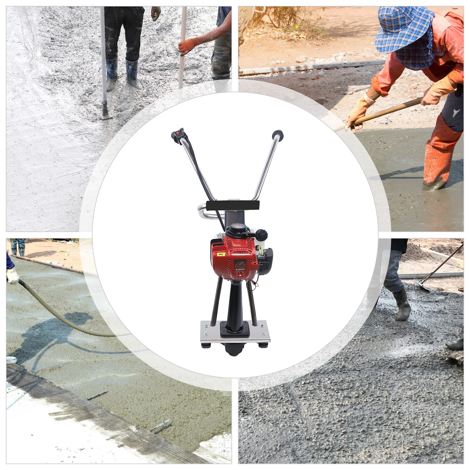 900W 4-Stroke 35.8cc Concrete Vibrating Machine Vibrator Oscillator Without Ruler Exciting Force 260kg for 3.2-16ft Rulers
