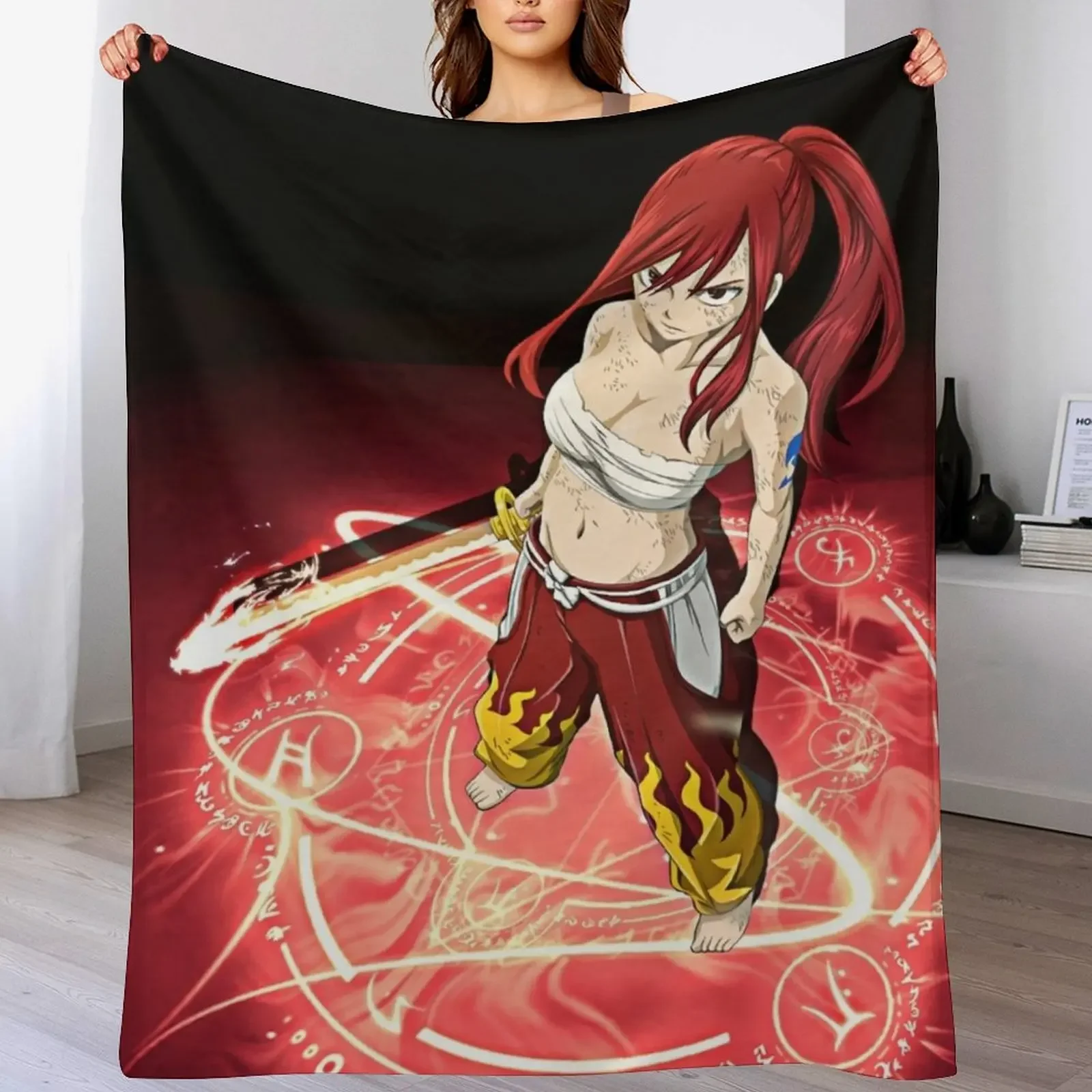 Erza Scarlet Throw Blanket Modern Design Soft Blanket for Home Decor