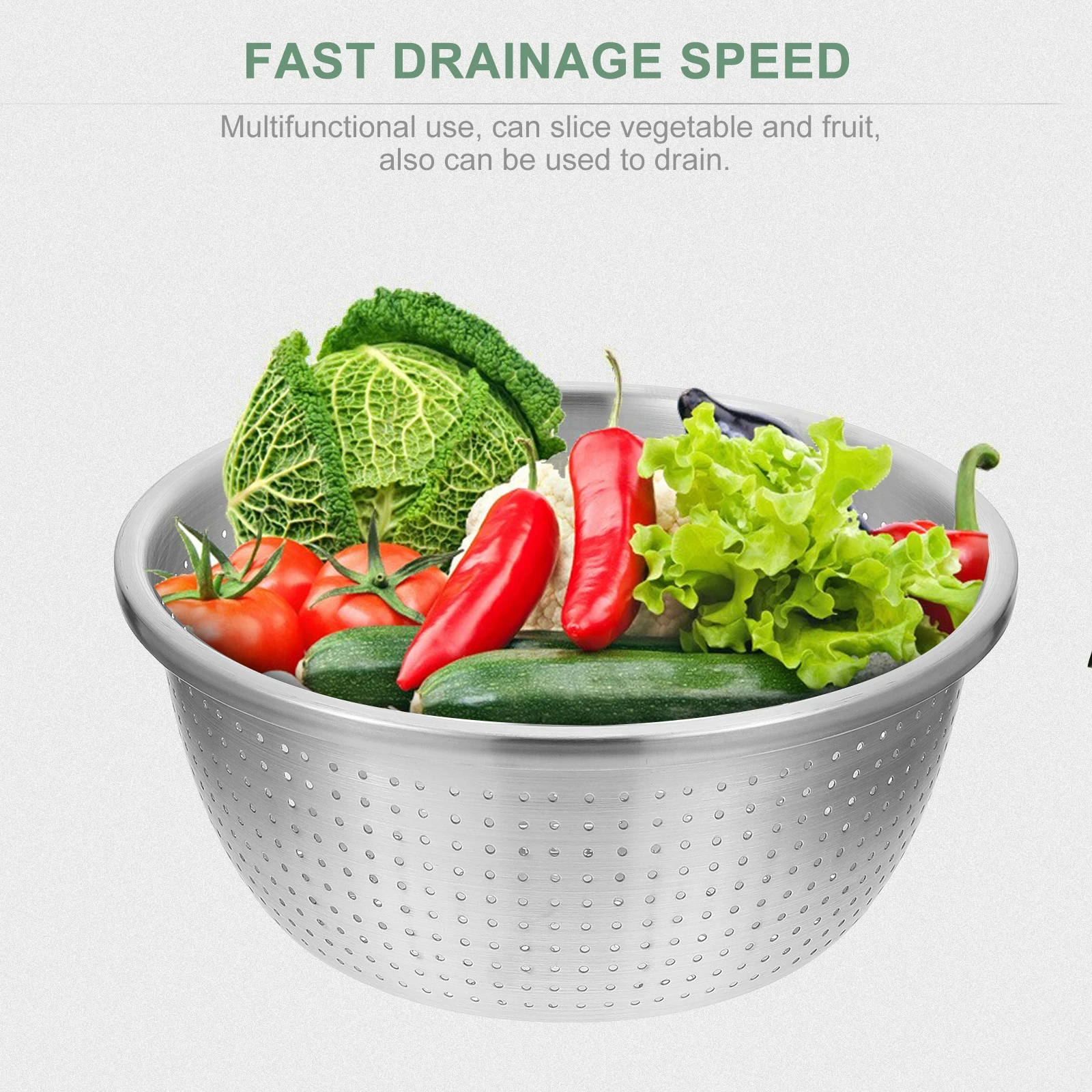 

Stainless Steel Draining Basin Basket Kitchen Sink Home Fruit Vegetable Rice Washing Compact Practical