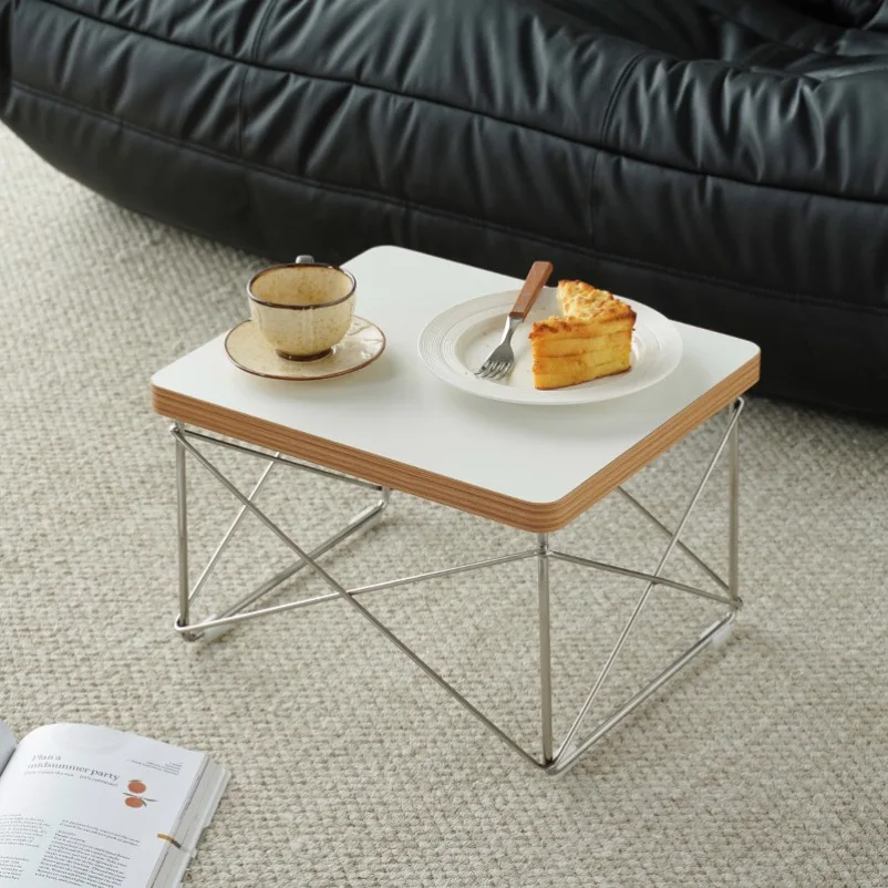 Simple White Bay Window Low Table Stainless Steel Medieval Small Edge Few Corners