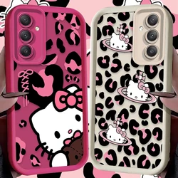 Sanrio Hello Kitty Leopard Print Case for Samsung Galaxy S24 S23 S22 S21 Ultra Plus FE A54 A34 A14 A73 A53 A33 5G Silicone Cover