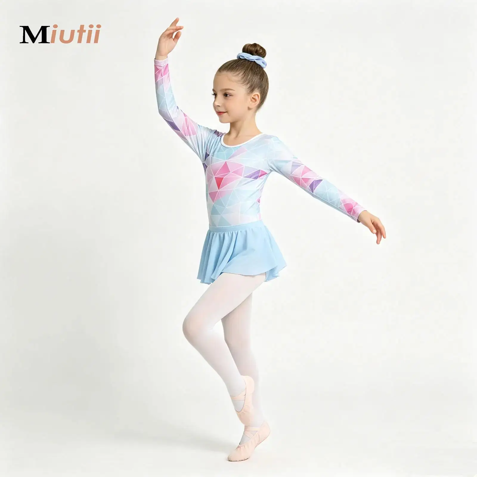 

Girls Gymnastics Leotards Tumbling Outfits Ballet Dance Dress with Removable Sequined Skirt and Hair Band Set