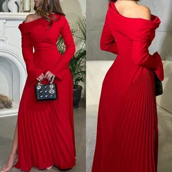 Customized Jersey Draped Pleat Ruched Celebrity A-line Off-the-shoulder Bespoke Occasion Gown Long Dresses