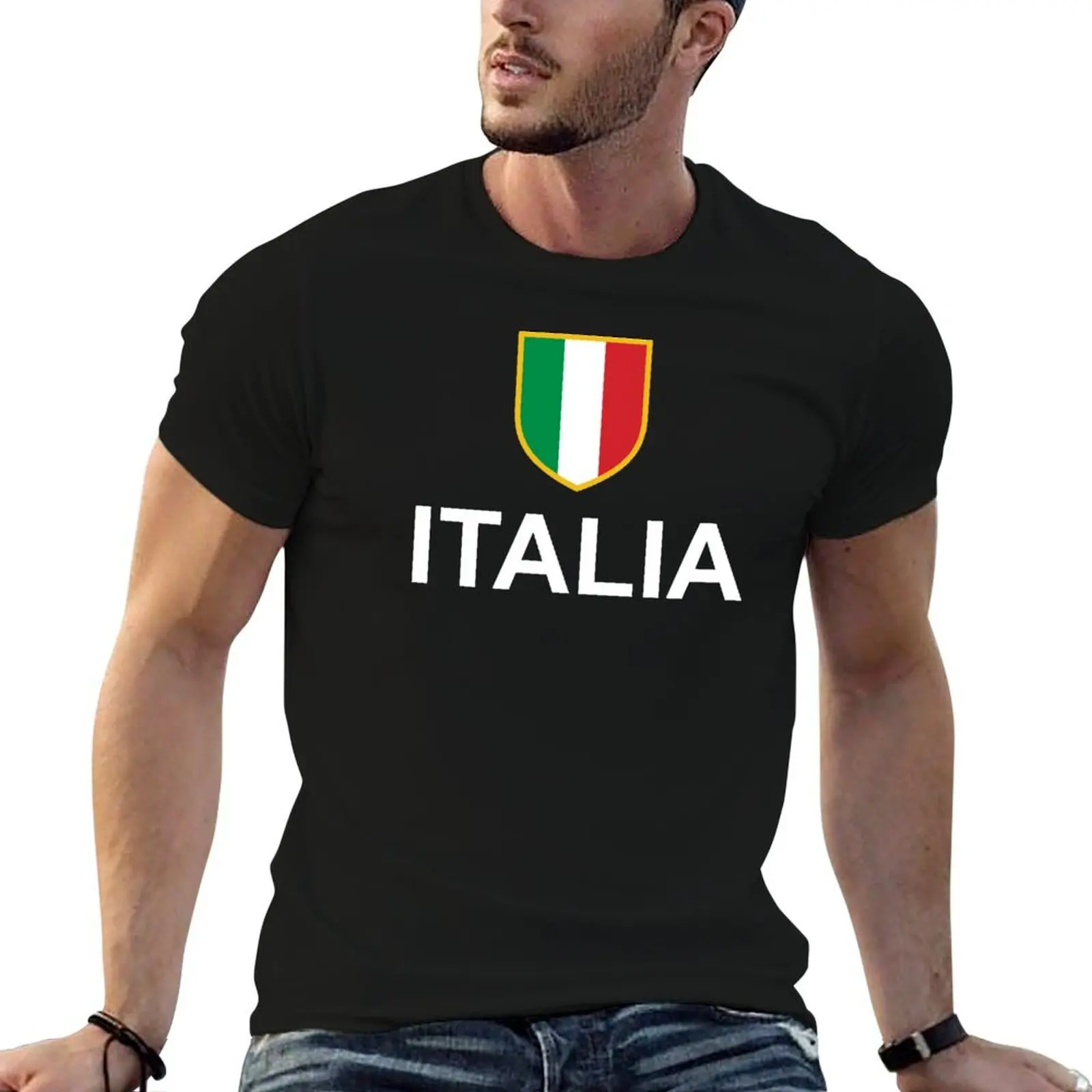 Camiseta con estampado de la bandera italiana de Italia, Scudetto Tricolore, camisetas estampadas para hombre, camiseta con estampados para hombre