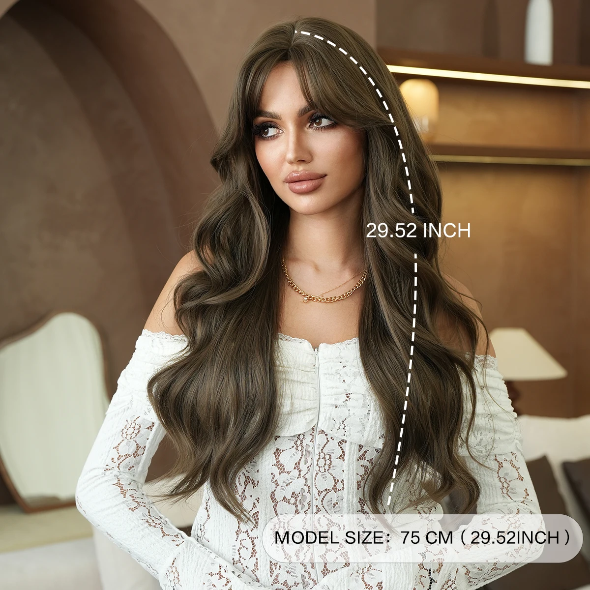 PARK YUN Long Wavy Light Brown Wigs For Women 30 Inch Wave Wig Natural Looking Synthetic Fiber Fashion Wig For Daily Party Use image 4