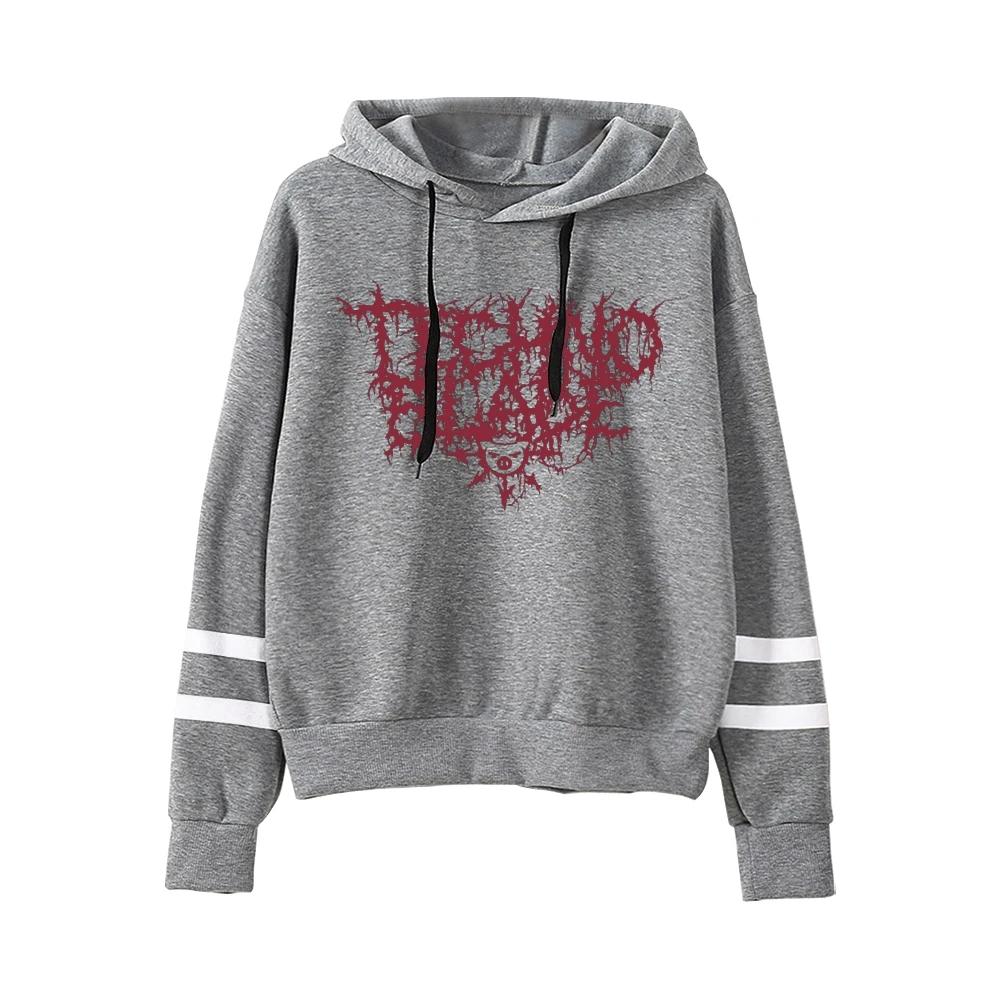 Technolade-Metal Front Hoodie para Homens e Mulheres, Moletom Pocketless, Manga de Barras Paralelas, Streetwear, Roupas Novas da Moda