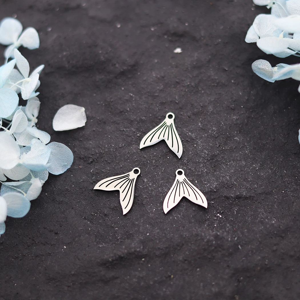 3pcs Sea Animal Fishtail diy Charms Stainless Steel Pendant Handmade Earrings Bracelets Jewelry Making Mermaid Tail Accessories