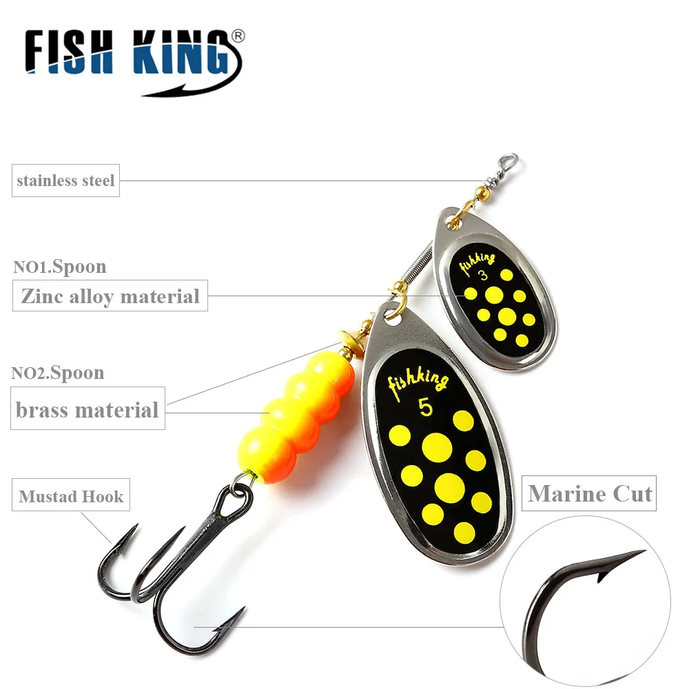 FISH KING Metal Fishing Hook Topwater Long Casting Hard Spoon hook Buzz Bass Pike Fishing Hook Jigging Spinner Bait