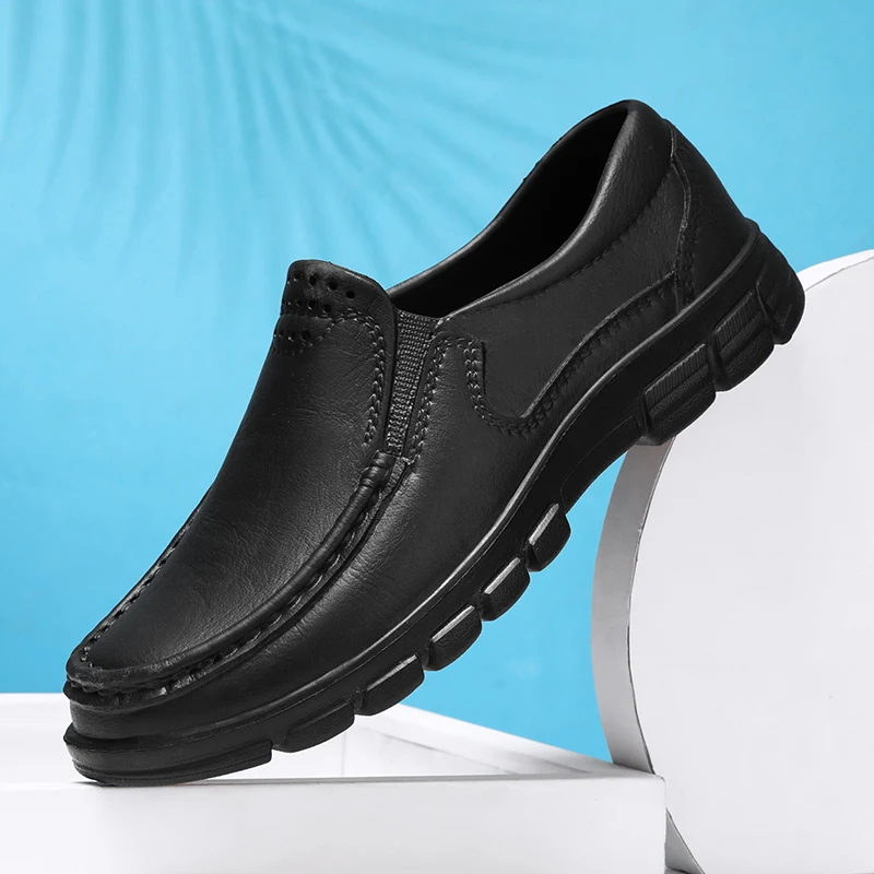 Zapatos de Chef impermeables para hombre, calzado informal de cuero, resistente al aceite, cómodo, suela EVA, talla grande 39-48