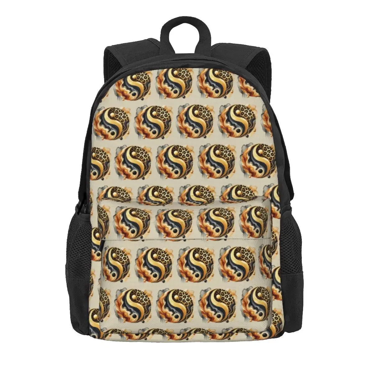 

Leopard Yin Yang Luxury Gold Marble Balance Design Backpack Daypack Kids BookBag School Bag Shoulder Bags for Men Women