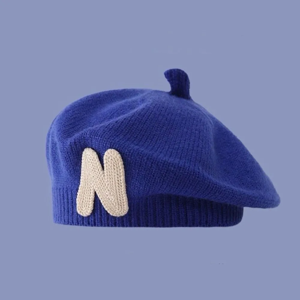 

New N Letter Embroidery Toddler Beret Hat Warm Comfortable Knitted Hats Windproof Beanies Cap Autumn Winter