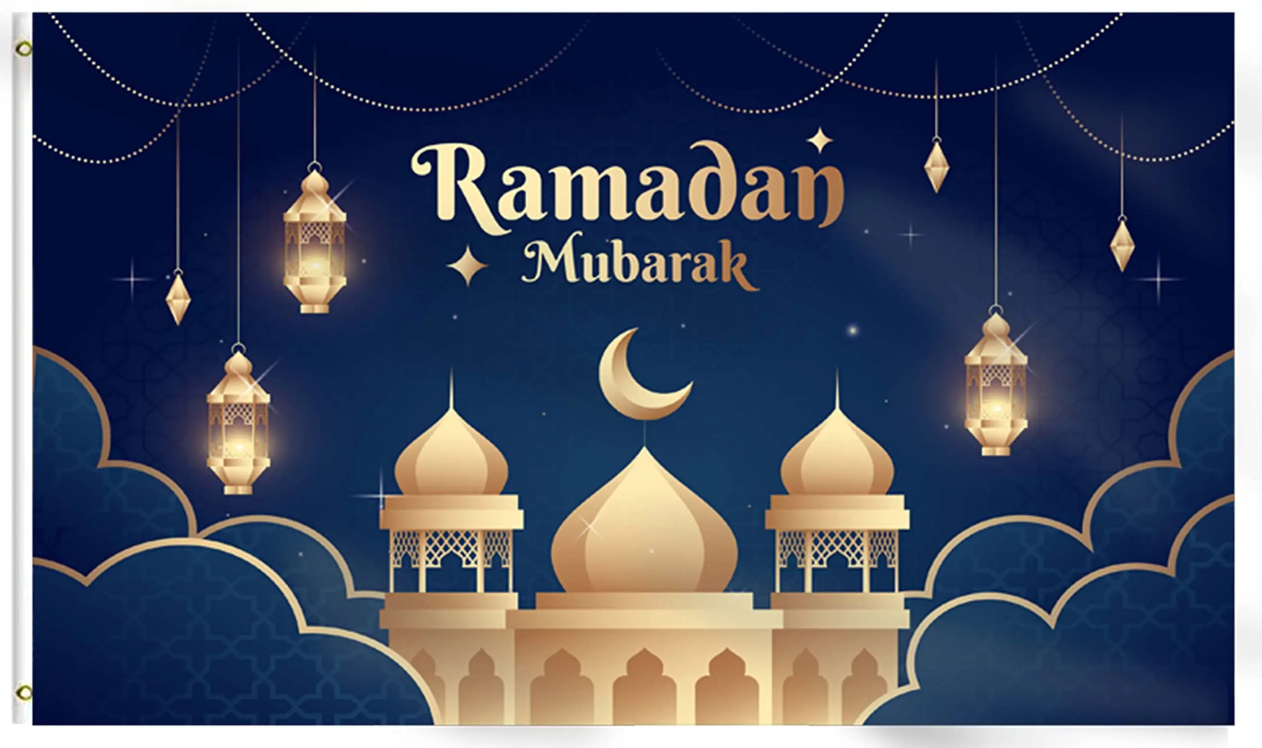 

Ramadan Mubarak Flag with Brass Grommets Eid Mubarak Flags Banner for Eid Muslim Ramadan Garden Yard House Decoration Outdoor