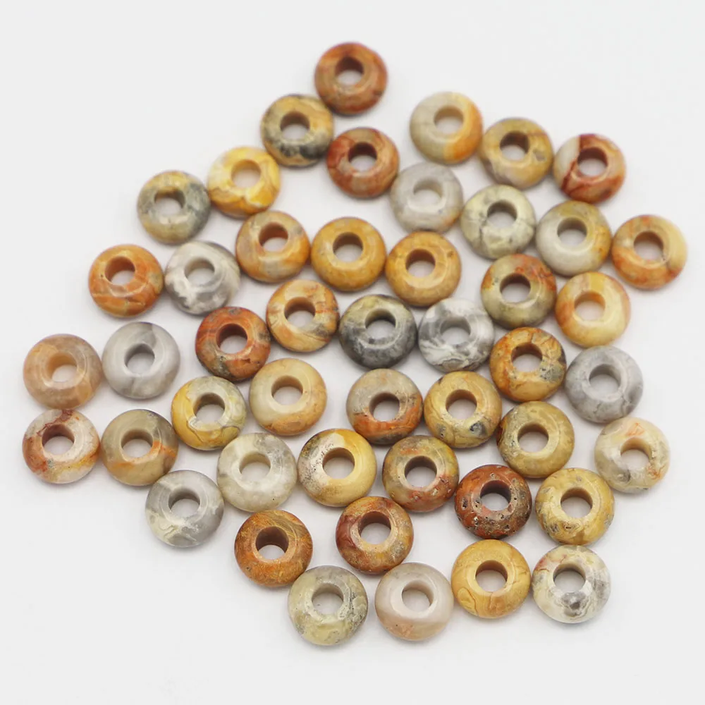 Hot 10x5mm Natural Stone Round Shape Big Hole Bead Crazy Agate for Charms Bracelet Jewelry Making 50pcs Wholesale Free Shipping