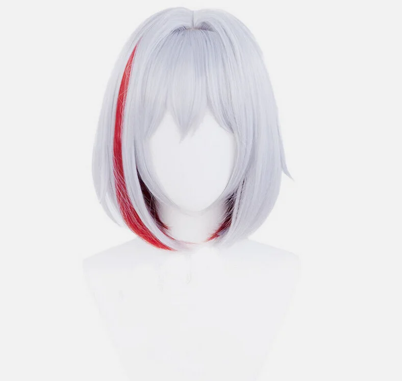 Honkai: Star Rail Topaz Cosplay Wigs 35cm Short Grey Mixed Red Synthetic Hair