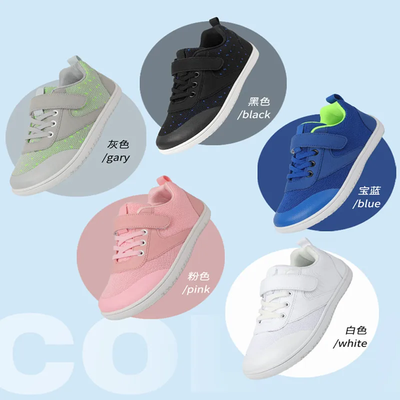 Kids Sneakers Cross Trainer Barefoot Shoes Breathable Wide Toe Box Boys Girls Kids Lightweight Slip on Casual Walking Shoes